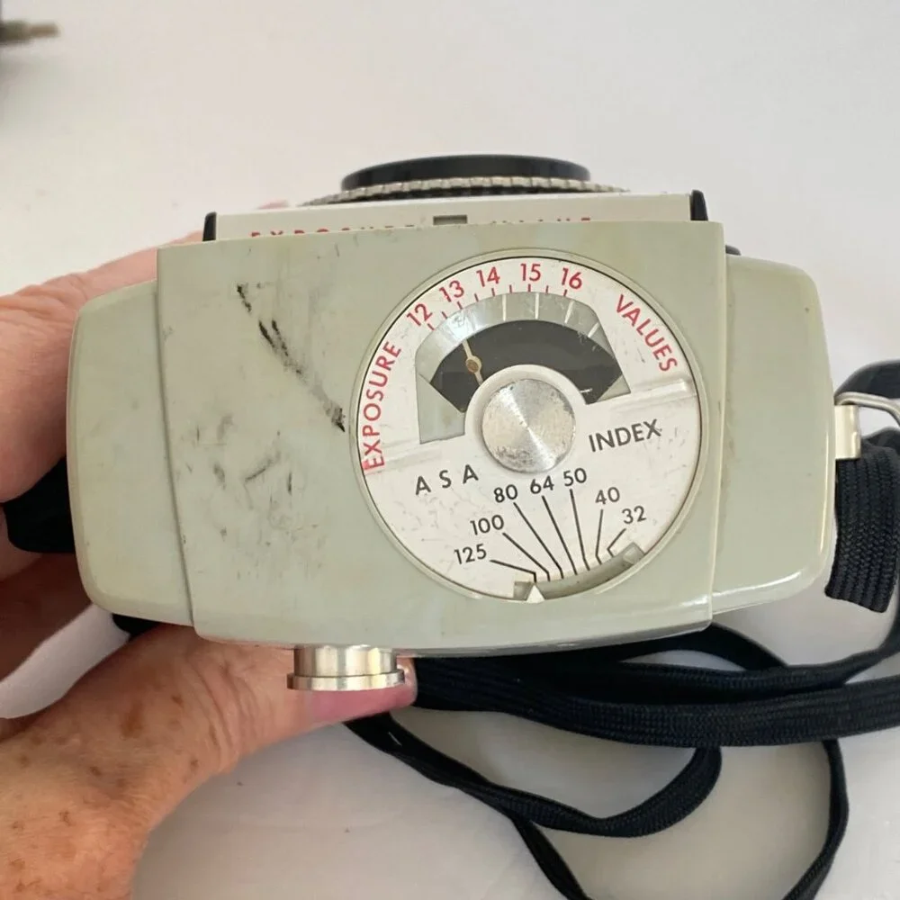 Kodak Brownie Starmeter Camera With Flash Attachment and Carry Strap 1960s Vtg